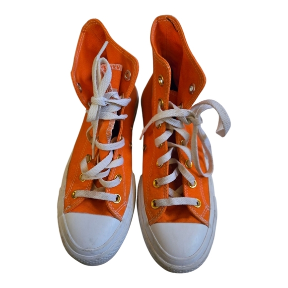 Cinverse Women's Size 7.5 Orange High Top Platform With Mother Embroidered - Picture 2 of 8